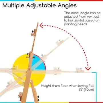 MEEDEN Versatile Studio H-Frame Easel - All Media Adjustable Beech Wood Studio Easel, Painting Floor Easel Stand, Movable and Tilting Flat Available, Holds Canvas Art up to 77"