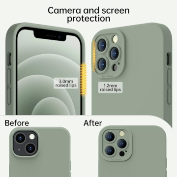 Kiresen Designed for iPhone 12 Pro Max Case with Screen Protector - Upgraded Camera Protection - Wireless Charging Compatible - Silicone Protective Phone Case 6.7" for Men Women Girls,Porcelain Blue