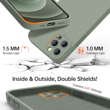 Kiresen Designed for iPhone 12 Pro Max Case with Screen Protector - Upgraded Camera Protection - Wireless Charging Compatible - Silicone Protective Phone Case 6.7" for Men Women Girls,Porcelain Blue