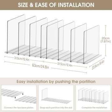 DoubleCare Adjustable Purse Organizer for Closet, Clear Handbag Organizers for Closets, Purse Bag Dividers for Closet, Purse Holder, Bookshelf for Bedroom, Office,8LAYER…