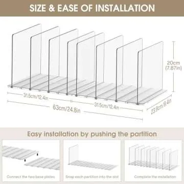 DoubleCare Adjustable Purse Organizer for Closet, Clear Handbag Organizers for Closets, Purse Bag Dividers for Closet, Purse Holder, Bookshelf for Bedroom, Office,8LAYER…