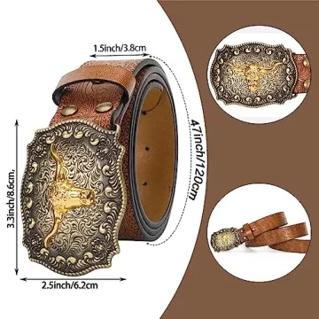 YCMI Western Cowboy Belt with Engraved Buckle