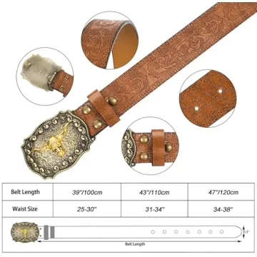 YCMI Western Cowboy Belt with Engraved Buckle