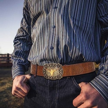 YCMI Western Cowboy Belt with Engraved Buckle