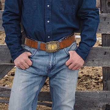 YCMI Western Cowboy Belt with Engraved Buckle