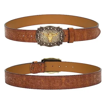 YCMI Western Cowboy Belt with Engraved Buckle