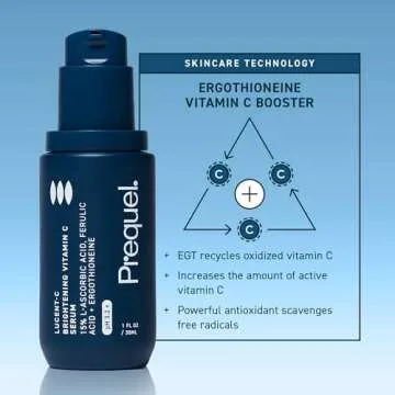 Prequel Skin Lucent-C, Vitamin C Serum for Face. Professional L-Ascorbic Acid, Ferulic Acid Formula with Facial Brightening Niacinamide. Clinical Skincare for Luminous Firm Skin. 1oz Pump