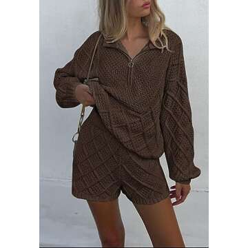 Women's 2023 Fall Casual Cable Knit Sweater Sets