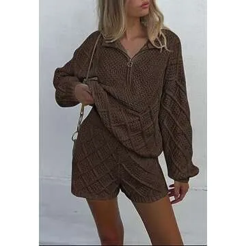 Women's 2023 Fall Casual Cable Knit Sweater Sets