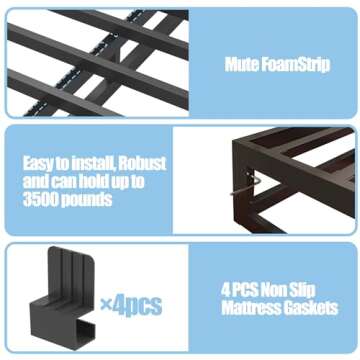 Bilily 6 Inch Queen Bed Frame - Durable Steel Support