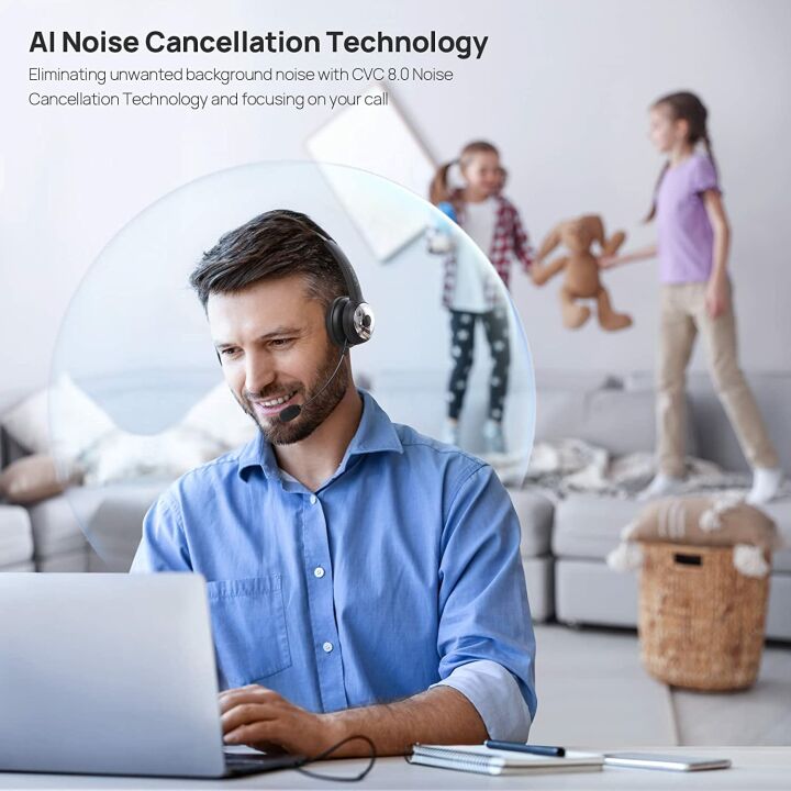 LEVN Bluetooth 5.0 Headset with AI Noise Cancelling