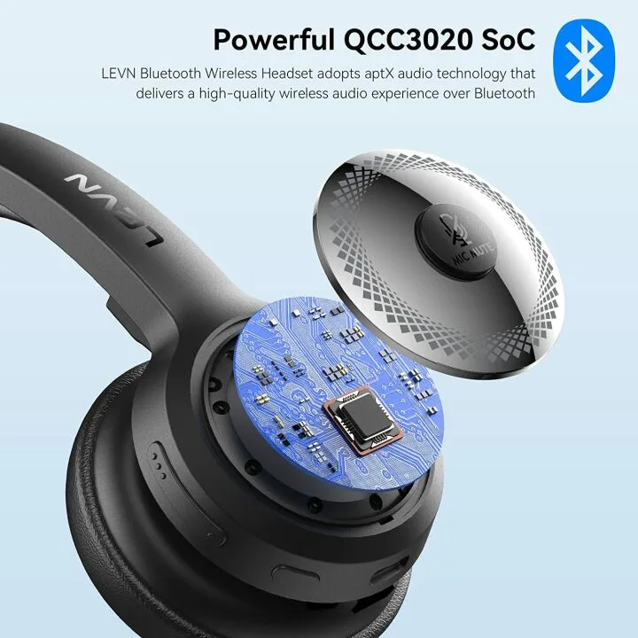 LEVN Bluetooth 5.0 Headset with AI Noise Cancelling