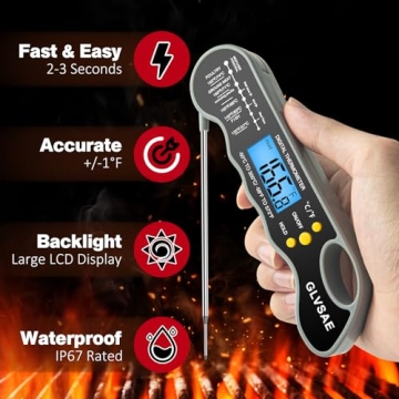 Waterproof Digital Meat Thermometer Fast Accurate with Backlight
