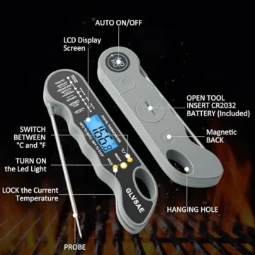 Waterproof Digital Meat Thermometer Fast Accurate with Backlight