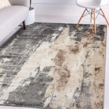 LUXE WEAVERS Euston Collection Gray-Gray 6x9 Modern Abstract Area Rug