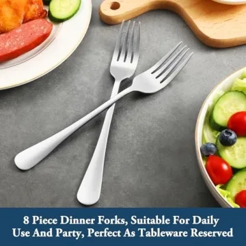 8 Piece Dinner Forks Set - Stainless Steel Silverware