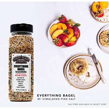 Everything Bagel SALT FREE Seasoning Premium Spice Blend With Sesame Seeds Onion Garlic And Poppy Seed Bulk Shaker Gluten Free Keto And Paleo 12 Oz (Container Style Might Vary)
