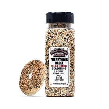 Everything Bagel SALT FREE Seasoning Premium Spice Blend With Sesame Seeds Onion Garlic And Poppy Seed Bulk Shaker Gluten Free Keto And Paleo 12 Oz (Container Style Might Vary)