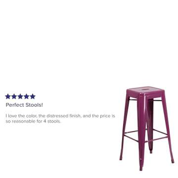 Stylish Flash Furniture Purple Barstool for Indoor-Outdoor Use
