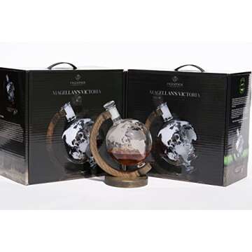 Whiskey Decanter with Ship Inside - Etched Globe Decanter for Alcohol, Bourbon, Scotch etc – Alcohol Gift for Groomsmen Gifts for Wedding or Housewarming Gift for Men & Women – 1000ml (Decanter)