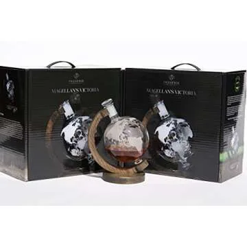 Whiskey Decanter with Ship Inside - Etched Globe Decanter for Alcohol, Bourbon, Scotch etc – Alcohol Gift for Groomsmen Gifts for Wedding or Housewarming Gift for Men & Women – 1000ml (Decanter)
