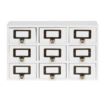 Kate and Laurel Apothecary Wood Desk Drawer Set, 9 Drawers, Rustic White