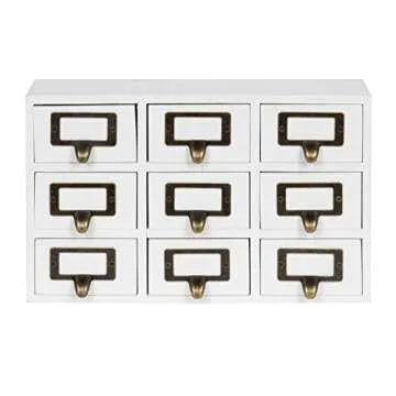Kate and Laurel Apothecary Wood Desk Drawer Set, 9 Drawers, Rustic White
