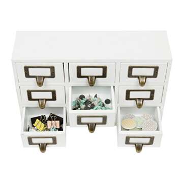 Kate and Laurel Apothecary Wood Desk Drawer Set, 9 Drawers, Rustic White