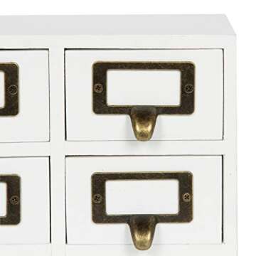 Kate and Laurel Apothecary Wood Desk Drawer Set, 9 Drawers, Rustic White
