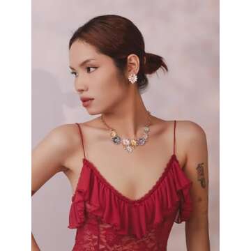 OJERRY Light Pink Elegant Daisy Flower Stud Formal Floral Earrings Aesthetic Jewelry for Women Cool ...