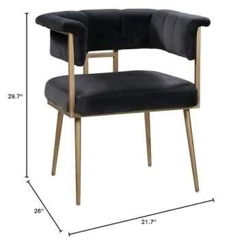 TOV Furniture Astrid Ultra Modern Barrel Back Velvet Upholstered Side Chair, 26" Grey