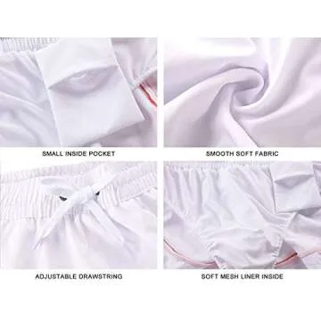 Nonwe Women's Beach Shorts Quick Dry Peacock Feather Pattern Summer Beach Elastic Waist Trunks Drawstring White M