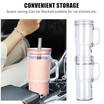 24oz Glass Cups with Lids and Straws - Tumbler glass cup with bamboo lids and straw 4 pack