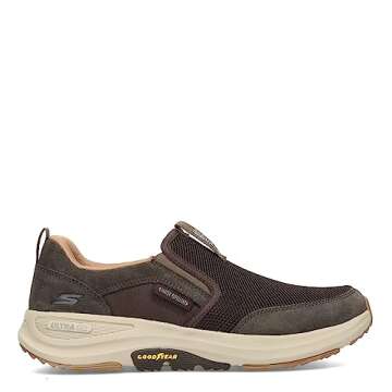 Skechers Men's Go Walk Outdoor-Athletic Slip-On Trail Hiking Shoes with Air Cooled Memory Foam, Brown, 11
