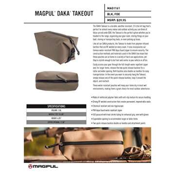 Magpul DAKA Takeout 3.5L Tactical Bag All-Purpose Durable Water-Resistant Heavy Duty Zipper Pouch, Flat Dark Earth