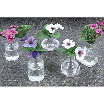 ART & ARTIFACT Mini Vases for Flowers - Small Glass Vases, Clear 5 Vase Set Single Bud Vases for Flowers, Room Decor - Clear