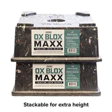 4-Pack OX BLOX MAXX Heavy Duty Trailer Jack Block - 10.5x10.5x4.5 Inches - 6.8 lbs Weight - 5th Wheel RV Jack Block for 9" Round Feet - 9" and Smaller Feet Nest Securely Within Ridges