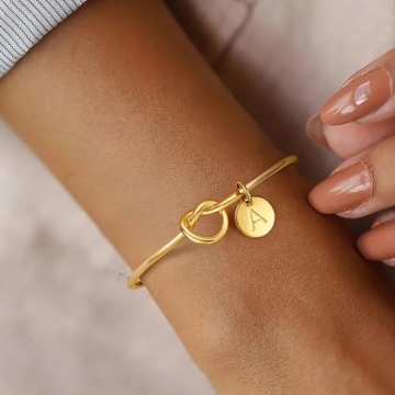 Ursteel Gold Tie The Knot Bridesmaid Initial Bracelet