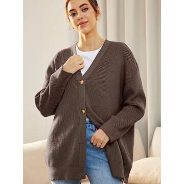 Trendy EFAN Women's Cardigan Sweaters for 2025 - Oversized V Neck Knit