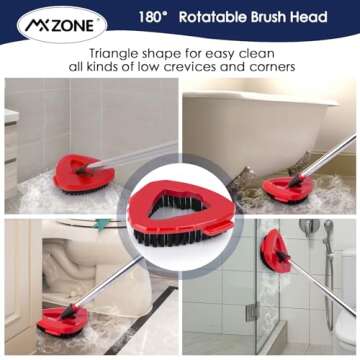 MXZONE Scrubber Mop Head Replacement for O Cedar EasyWring 1 Tank System, Shower Floor Spin Mop Scrub Brush Head, Hard Bristle Cleaning Brush for Bathroom Kitchen Tile, Not Fit RinseClean