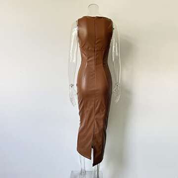 XLLAIS Faux PU Leather Bodycon Maxi Dress for All Occasions