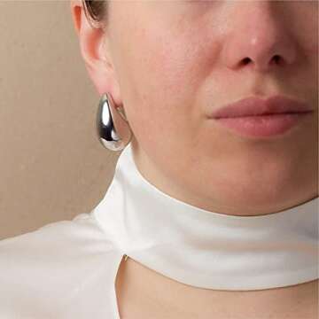 Julylotus Teardrop Dangle Earrings Chunky Gold Stud Teardrop Earrings Lightweight 18K Gold Plated Earrings 925 Sterling Silver Earring Needles Hypoallergenic Jewelry for Women