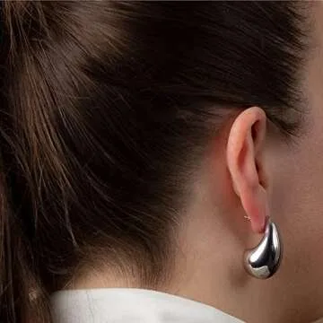 Julylotus Teardrop Dangle Earrings Chunky Gold Stud Teardrop Earrings Lightweight 18K Gold Plated Earrings 925 Sterling Silver Earring Needles Hypoallergenic Jewelry for Women