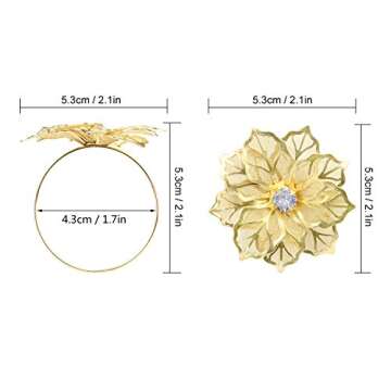 Picowe Set of 12 Alloy Napkin Rings with Hollow Out Flower Napkin Ring Holders for Wedding Party Hol...
