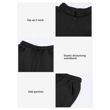 Aleumdr Womens 2 Piece Sweatsuit Sets 2025 Fall Trendy Half Zip Pullover Long Sleeve Sweatshirt Jogger Pants Outfits with Pockets Black Medium