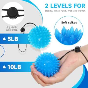 Hand Grip Strenthener - Squeeze Balls for Hand Therapy Set (5LB+10LB), Hand Exercise Ball for Physical Therapy, Elderly, Weak Hand, Arthritis, Stroke, Carpal Tunnel
