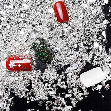 Jmassyang Crushed Glass Irregular Metallic Chips 100g Sprinkles Chunky Glitter for Nail Arts Craft Resin DIY Mobile Phone Case Vase Fillers Jewelry Making Home Decoration (Sliver, 2-4mm)