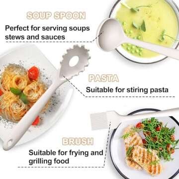 Kitchen Utensils Set, Umite Chef 22Pcs Silicone Cooking Utensils Set, Heat Resistant Silicone Kitchen Spatulas Set with Holder, White Cooking Gadgets Tools Set for Nonstick Cookware, Dishwasher Safe