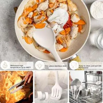 Kitchen Utensils Set, Umite Chef 22Pcs Silicone Cooking Utensils Set, Heat Resistant Silicone Kitchen Spatulas Set with Holder, White Cooking Gadgets Tools Set for Nonstick Cookware, Dishwasher Safe