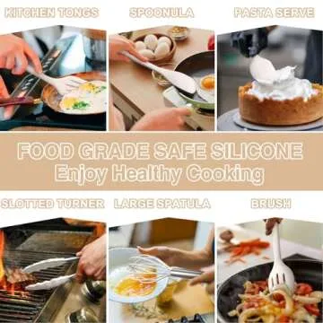 Kitchen Utensils Set, Umite Chef 22Pcs Silicone Cooking Utensils Set, Heat Resistant Silicone Kitchen Spatulas Set with Holder, White Cooking Gadgets Tools Set for Nonstick Cookware, Dishwasher Safe